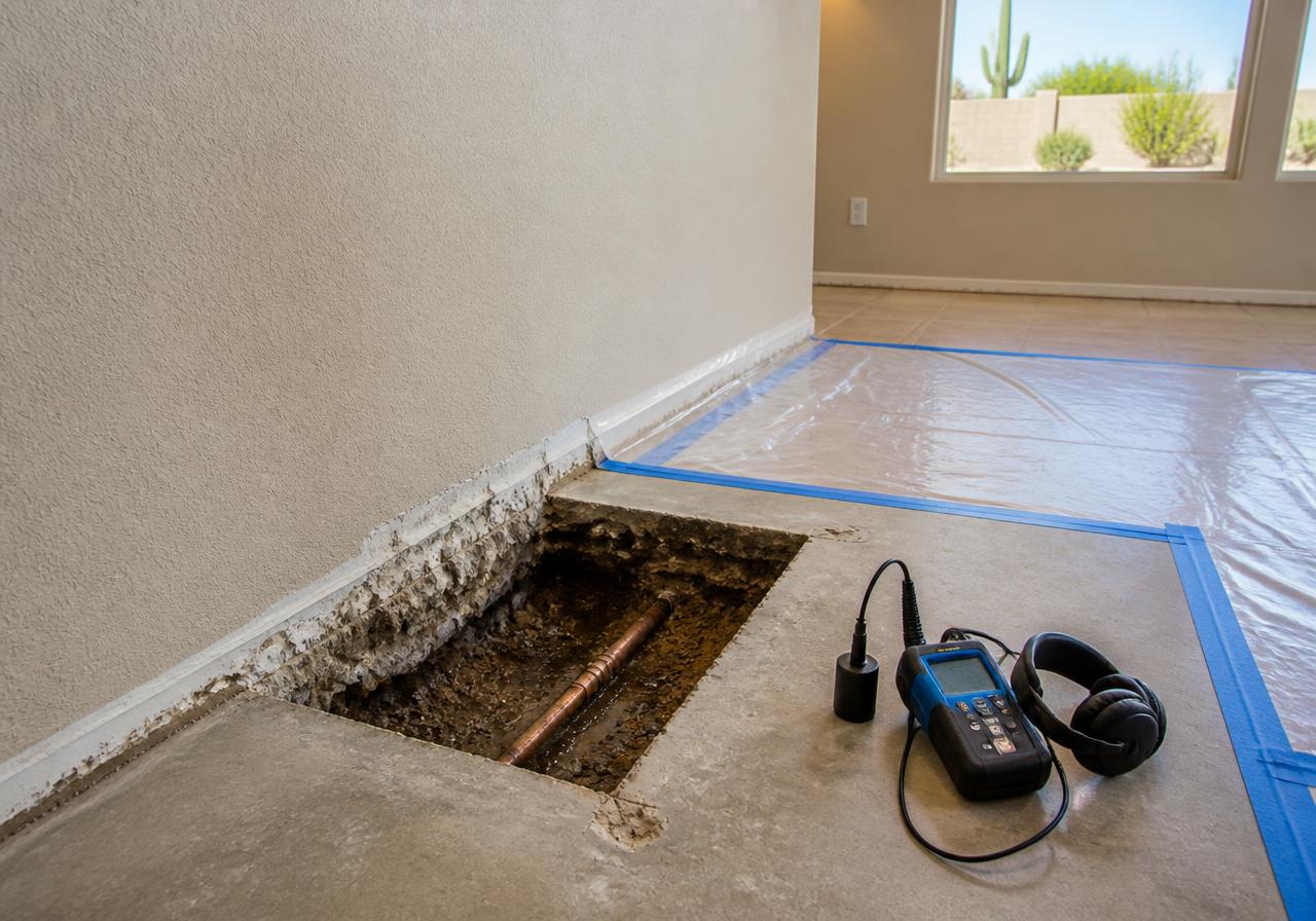 Slab Leaks in Phoenix: Warning Signs, Detection, and Repair Options - Phoenix HVAC & plumbing guide